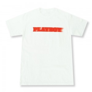 Pánské T-shirt Playboy Motion Blur Bílé | PLBY-593130