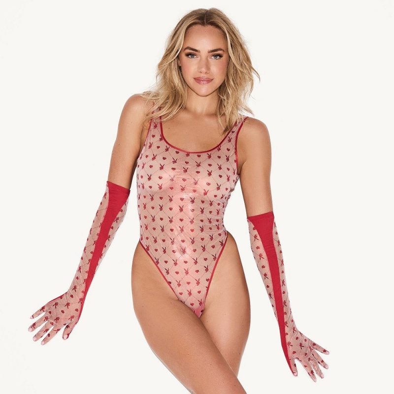Dámské Body Playboy Adjustable Rabbit Head Logo Tie Dye Červené | PLBY-592696