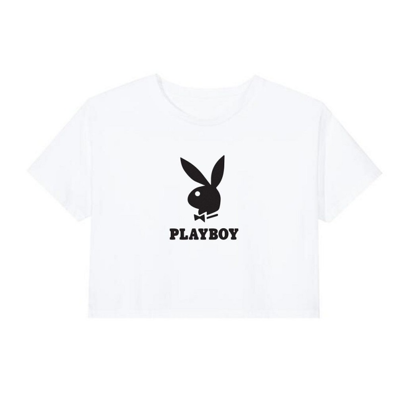 Dámské T-shirt Playboy Playmate of the Year Cropped Print Černé | PLBY-592880