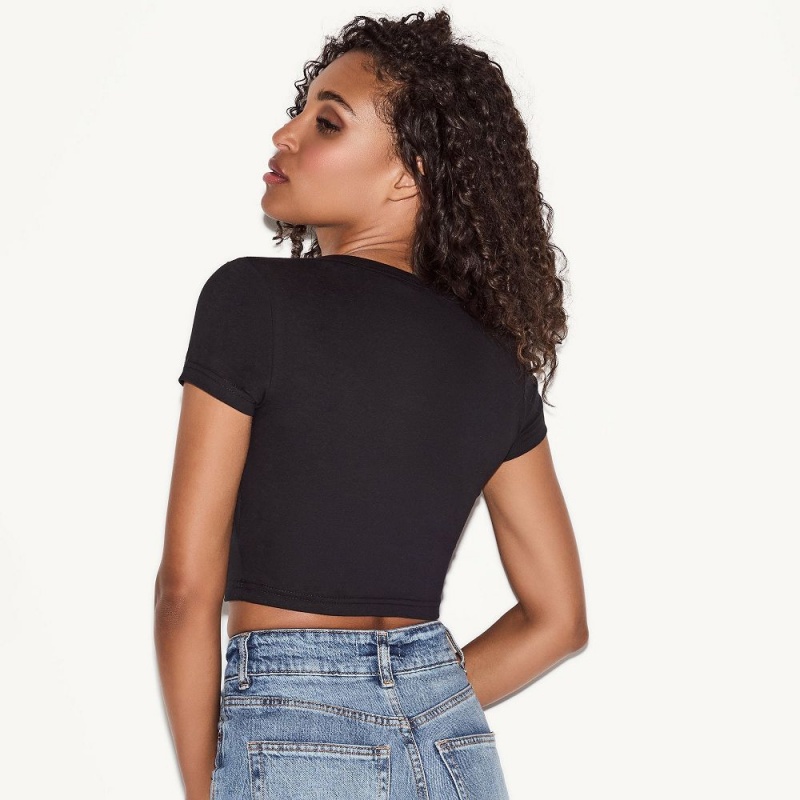 Dámské T-shirt Playboy x FILA Jill Slim Zip-Up   Černé | PLBY-592886