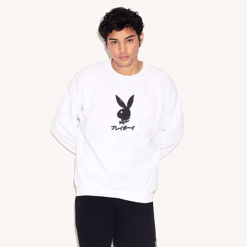 Pánské Mikina Playboy Ace of Club Bílé | PLBY-593015