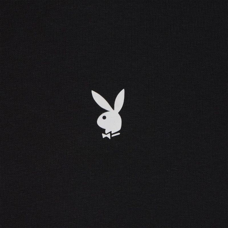 Pánské Mikina s Kapucí Playboy Bunny Černé | PLBY-593083