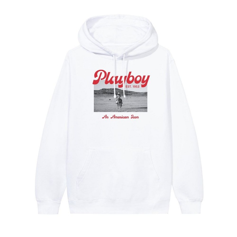 Pánské Mikina s Kapucí Playboy Desperado American Icon Bílé | PLBY-593027