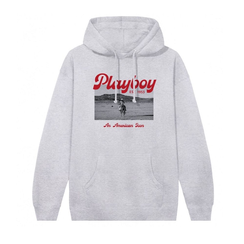 Pánské Mikina s Kapucí Playboy Desperado American Icon Bílé | PLBY-593027