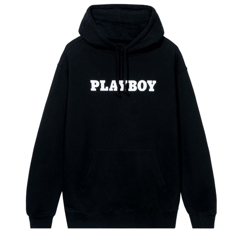 Pánské Mikina s Kapucí Playboy Masthead Černé | PLBY-593040