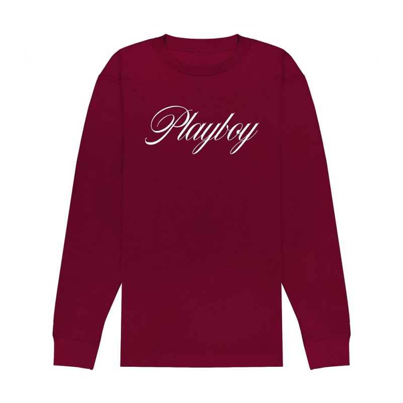 Pánské T-shirt Playboy January 1964 Playmate Sharon Rogers Ski Bunny Long Sleeve Vínové | PLBY-593228
