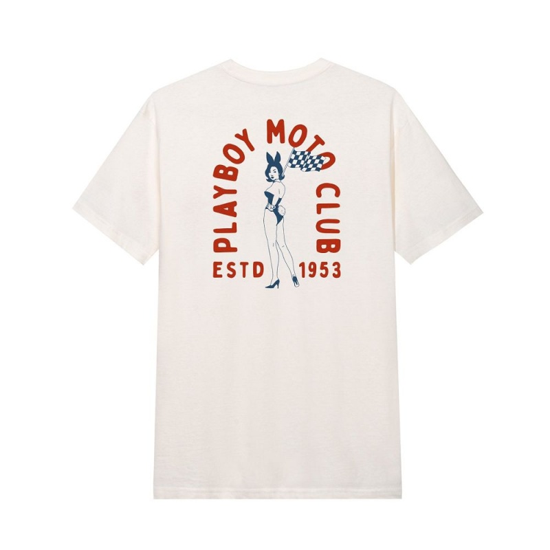 Pánské T-shirt Playboy Moto Club Olivy Zelené | PLBY-593247