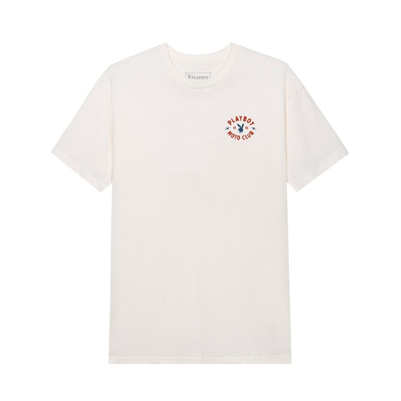 Pánské T-shirt Playboy Moto Club Olivy Zelené | PLBY-593247