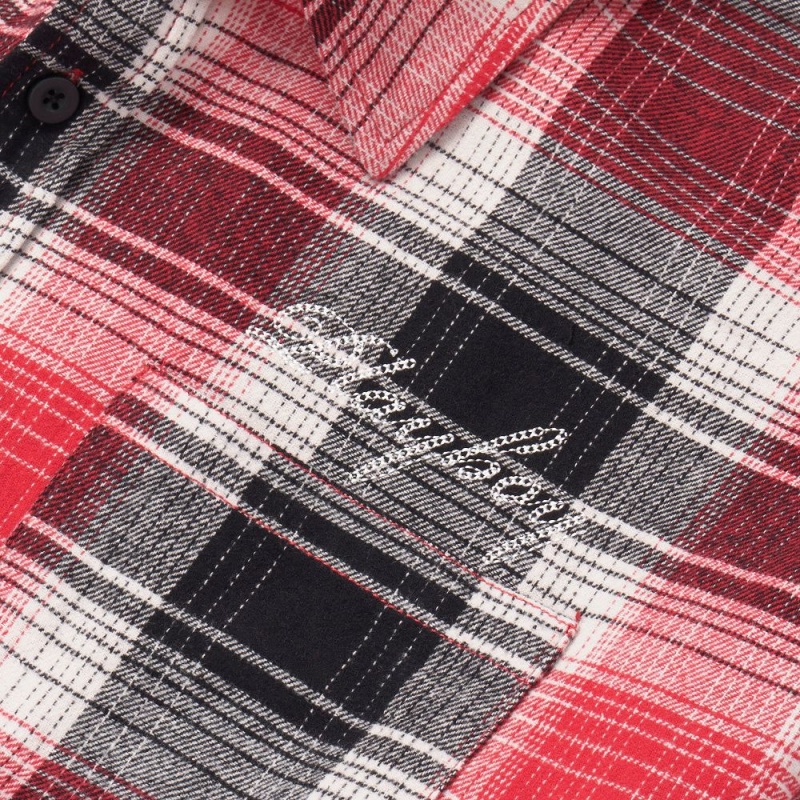 Pánské T-shirt Playboy Script Flannel Červené | PLBY-593204
