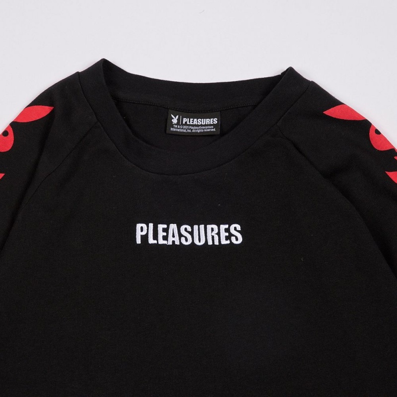 Pánské T-shirt Playboy x Pleasures Rabbit Head Raglan Long Sleeve Tmavě Blankyt | PLBY-593222